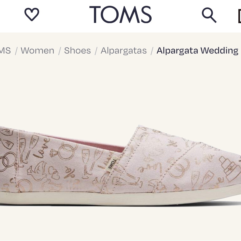 RARE TOMS Pink Alpargatta Wedding Day Shoes
